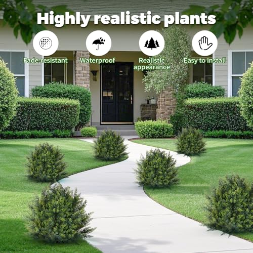2 Pack Artificial Cypress Topiary Shrubs, UV Resistant Faux Evergreen Plants