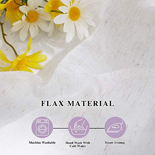 Flax Sheer Linen Curtains - Semi-Transparent Grommet Drapes, 2 Panels, 52" x 84"