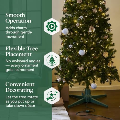 Rotating Christmas Tree Stand for Artificial Trees Up to 7.5ft – Stable 360° Support