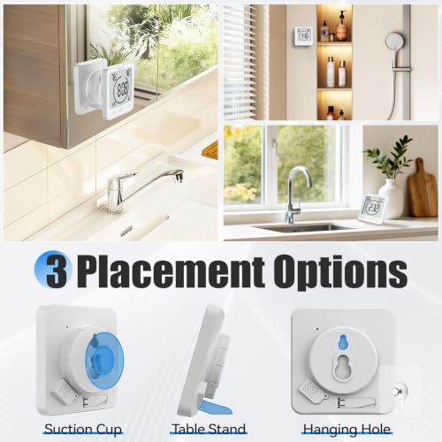 Waterproof Digital Bathroom Shower Clock with Countdown Timer and Thermometer
