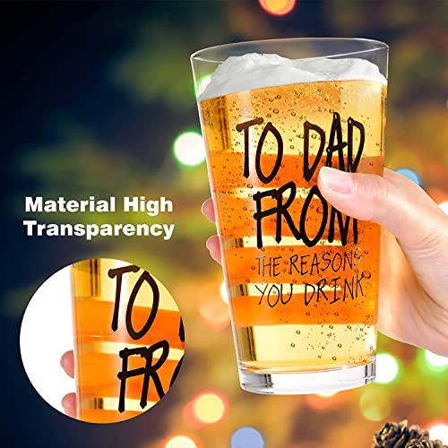 Funny Dad Beer Glass - 16 oz Pint Glass Gift for Father's Day or Birthday