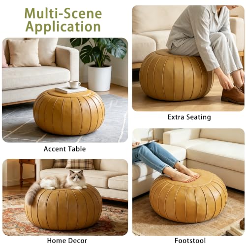 Unstuffed Round Faux Suede Ottoman Floor Pouf Cover - 21.6 x 13 Inch