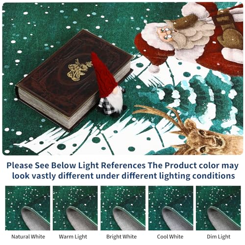 GarveeHome 4' x 6' Christmas Area Rug - Green, Santa Claus, Non-Slip Backing
