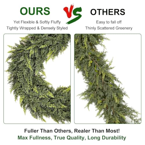 2 Pack 6ft Artificial Cedar Garland Christmas Holiday Decor