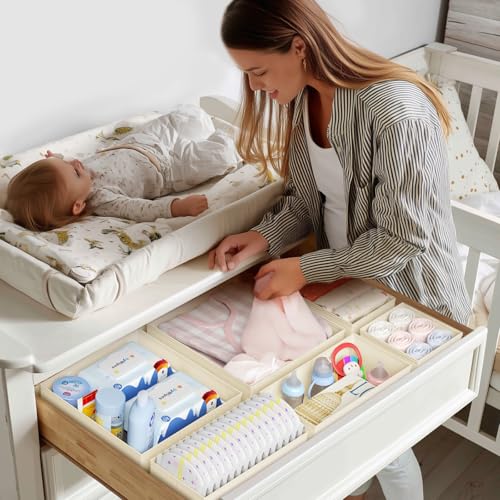 12-Pack Foldable Fabric Drawer Organizer Set Beige Closet Bins