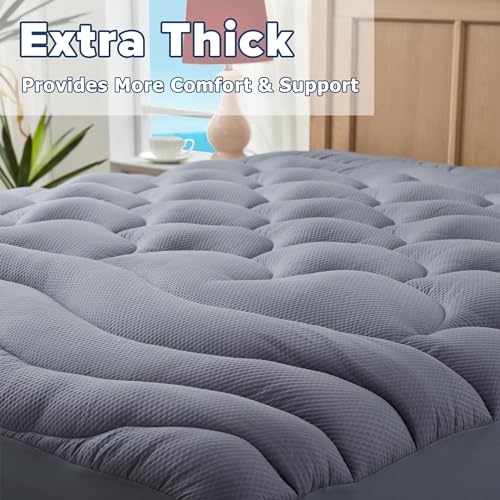 Queen Mattress Pad for Back Pain Relief - Cooling Quilted Topper