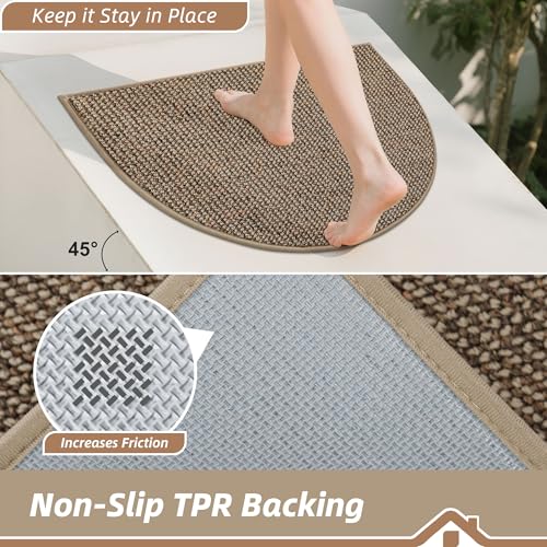 Half Circle Dirt Trapper Indoor Door Mat 17" x 30" - Non-Slip Entryway Rug