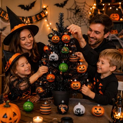 16-Piece Halloween Ornament Set - 3.2-Inch Shatterproof Hanging Decorations