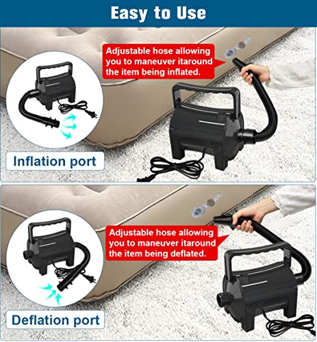 Portable 460W Electric Air Pump with Hose & 5 Nozzles for Inflatables