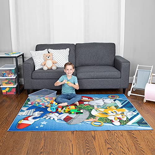 Sonic the Hedgehog Kids Area Rug, Non-Slip Playroom Mat, 69 x 52 Inches