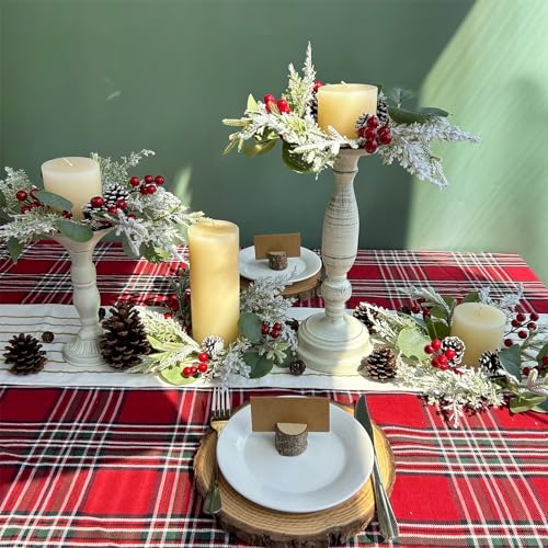 4-Pack Artificial Eucalyptus & Snowy Cedar Christmas Candle Rings