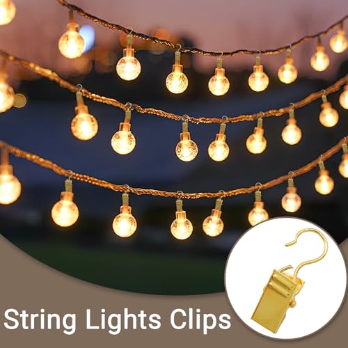 60 Pack Heavy Duty Alligator Clips, Gold Metal Hooks for String Lights & Decor