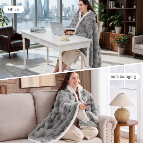 IFNOW Wearable Blanket with Sleeves for Women, Oversized Snuggle Robe - Lightgrey-4070