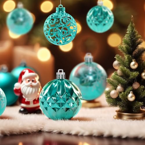 24ct Turquoise Christmas Tree Ornaments Set - 2.36'' Shatterproof Holiday Decorations