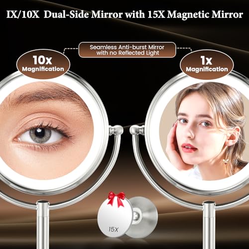 Professional 8.5" Large Lighted Makeup Mirror with Brighter Lights,