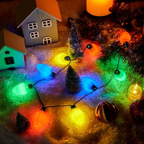 JOYIN Christmas LED Light Up Necklace - 12 Pack with 9 Multicolor Bulbs, Holiday Party Favors