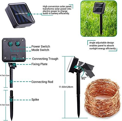 Lomotech Solar String Lights - 66ft 200LED Waterproof Fairy Lights with 8 Modes for Outdoor Decor | White