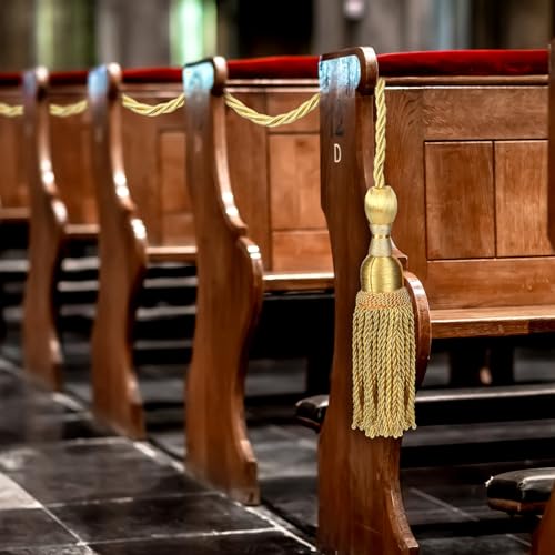 2-Pack 20ft Gold Weighted Church Pew Reservation Ropes with Tassels
