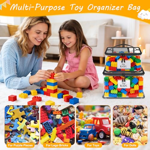 6-Pack Clear Toy Storage Bags with Labels - Waterproof PVC Organizers