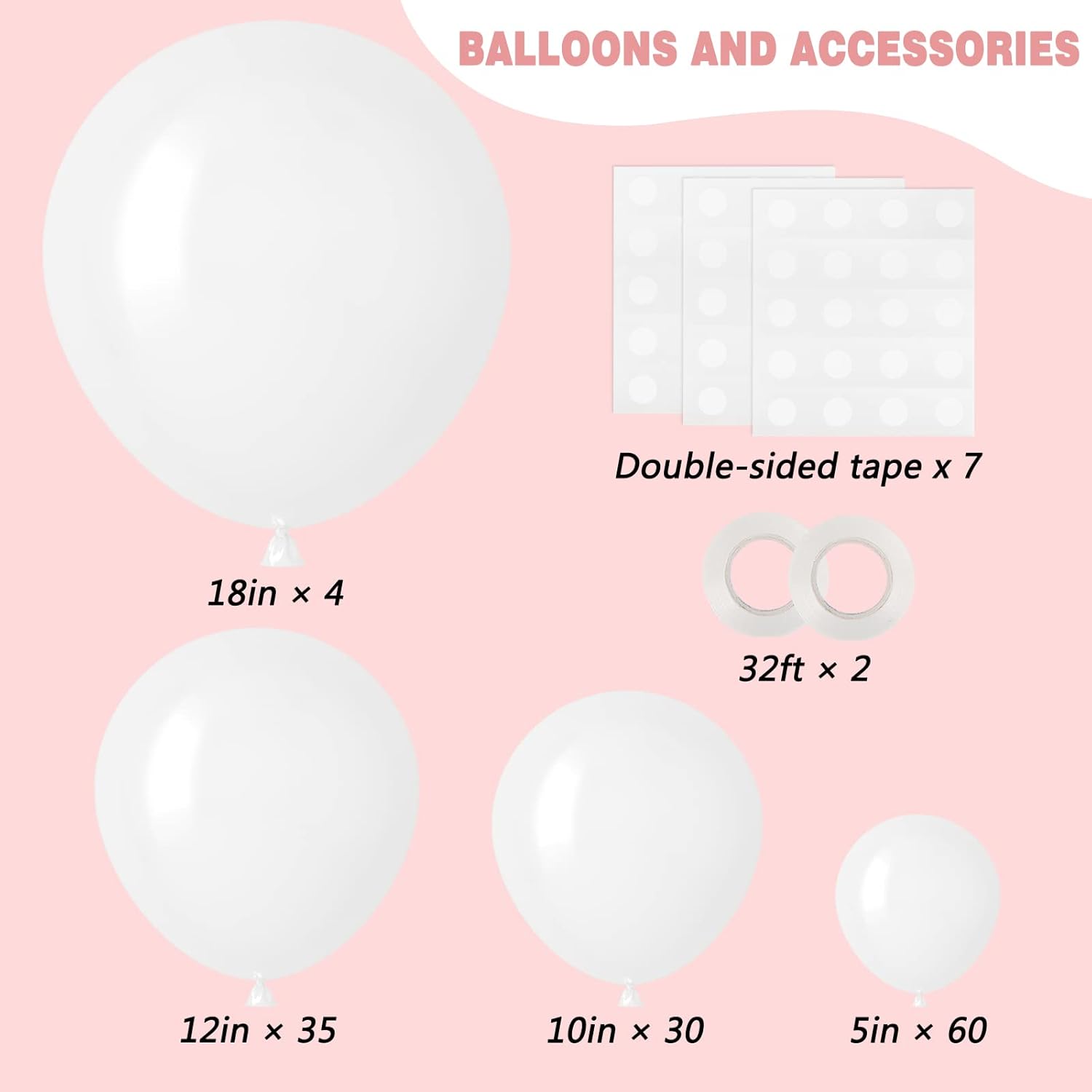 RUBFAC 129-Piece White & Purple Balloon Set - Perfect for Garland & Arch Decor | Various Sizes 5-18 Inches