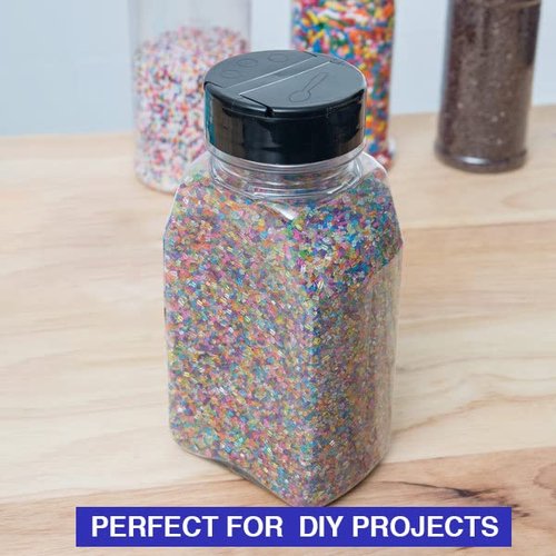 Mountain West Plastic Spice Jar with Shaker Lid (16 fl OZ-5 Pack) Refillable, Use for Kitchen Organization