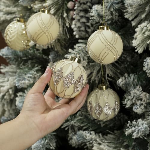 12-Pack Velvet Christmas Ball Ornaments - 80mm/3.15 in Flocked