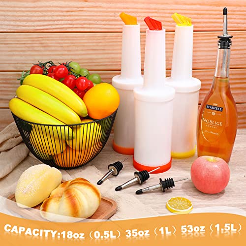 Chengu Bright Colors 3-Pack 34 oz Plastic Fruit Juice Pour Bottles with Spouts