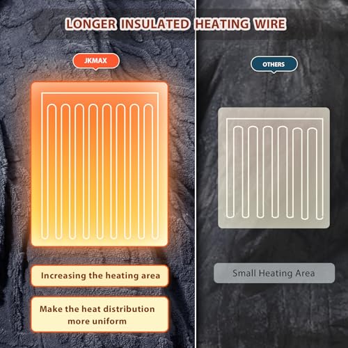 Full Size Heated Blanket - Soft Electric Blanket with 10 Heat Settings, Machine Washable, 72"x84", Grey