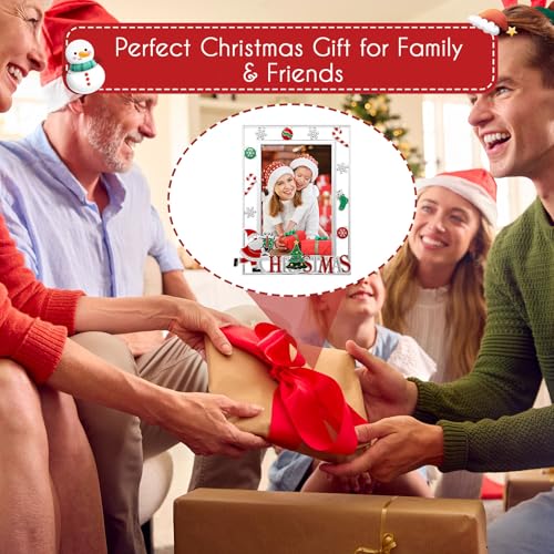 Handepo 4-Pack 4x6 Inch Metal Christmas Picture Frames with HD Glass Front