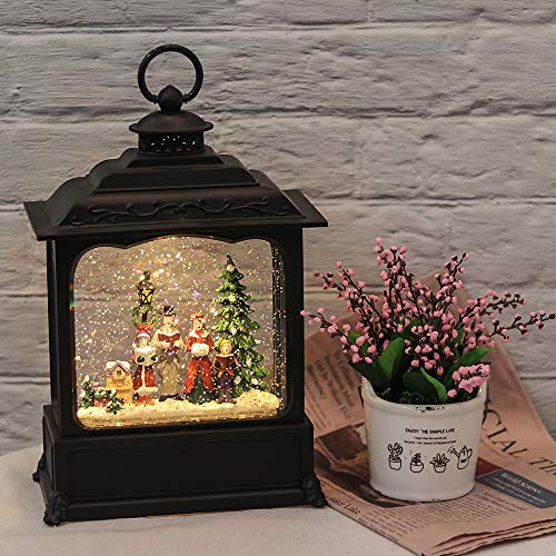 Christmas Musical Snow Globe Lantern with 6-Hour Timer, Carolers Scene