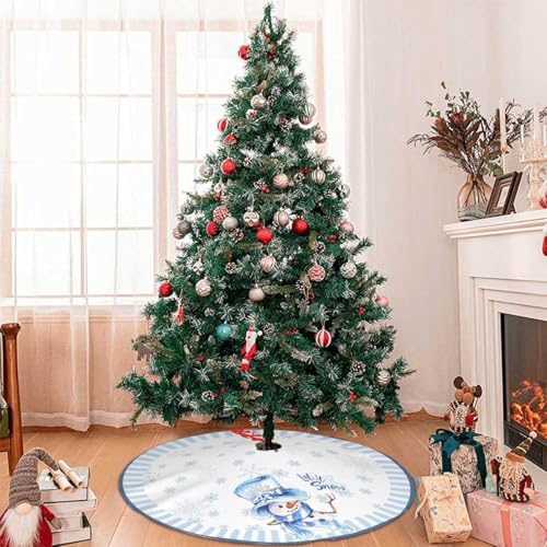 BULINGLY Christmas Tree Skirt 36in Blue Snowman Decorations for Christmas Tree - Holiday Decor