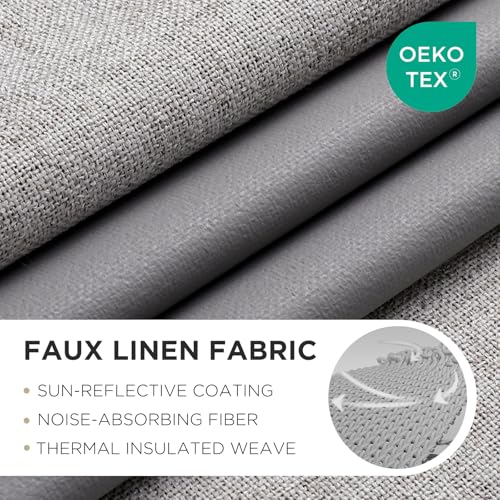 84-Inch Linen Blackout Curtains - Thermal Insulated, Noise Reducing Drapes