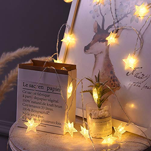ANJAYLIA 20 LED Star String Lights, 10FT Battery Operated Warm White Fairy Lights for Bedroom, Party & Holiday Decor