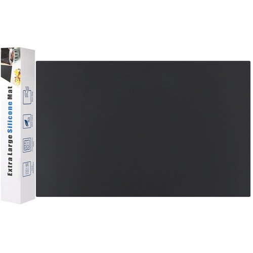 Silicone Mats for Kitchen Counter Thicker Extra Large Heat Resistant Mats Countertop Protector Liners for Bottom of Oven Air Fryer Coffee Maker, 24" x 16" x 2 mm, Black