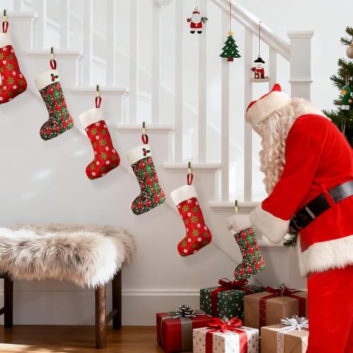 ANOEPUY 6 Pack Gold Stocking Hangers for Mantle - Adjustable, No-Drill Christmas Garland Clips