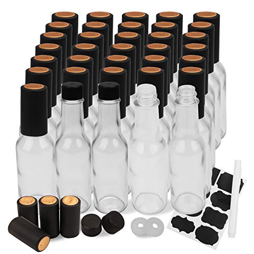 35 Pack 5oz Hot Sauce Bottles with Lids and Shrink Capsules