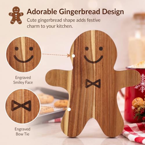 Vesici Gingerbread Man & Square Christmas Cutting Boards set (2 pcs) Acacia Wood