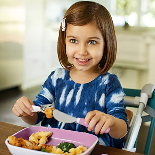 Toddler Utensil Set Fork Knife and Spoon 6 Pack Pink and Purple