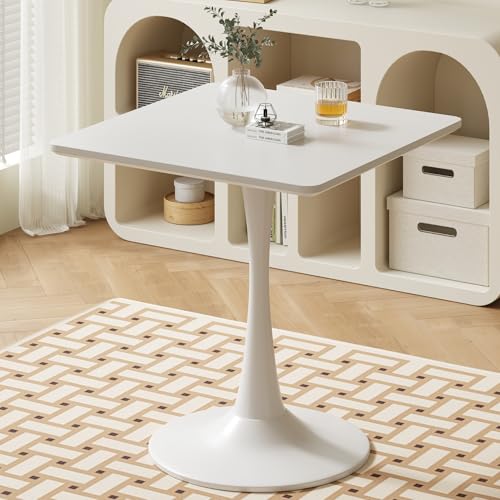 24-Inch Small Square Pedestal Dining Table, Mid-Century Modern Bistro Table