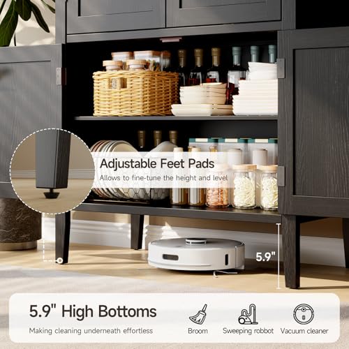 71-Inch Tall Arched Pantry Cabinet, 5-Tier Wooden Storage Organizer