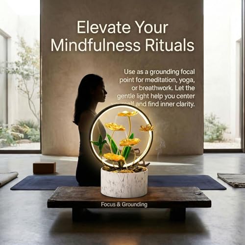15-Inch Indoor Lotus Flower Tabletop Water Fountain with LED Light