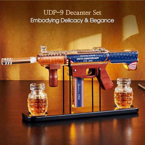 Kollea Star Bar Blue Whiskey Decanter Gift Set with Grenade Glasses