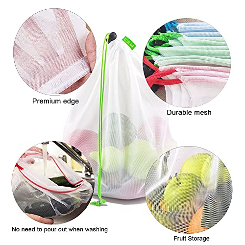 16 Pcs Mesh Toy Storage Bags, Reusable Drawstring Organizers for Kids Toys