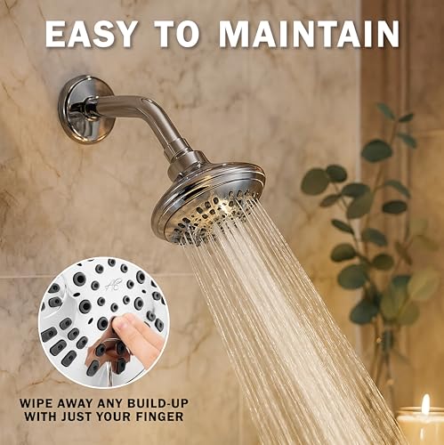 6-Function High-Pressure Shower Head, Adjustable Wall-Mount Showerhead