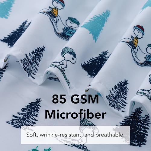 Snoopy Winter Wonderland King Size Microfiber Sheet Set - 4 Pieces