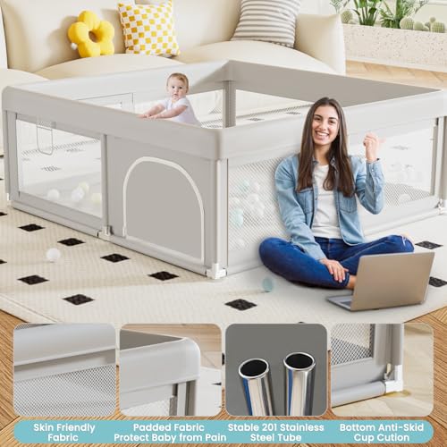 Hiaksedt Baby Playpen 50x50 Inch Sturdy Safety Play Yard with Breathable Mesh