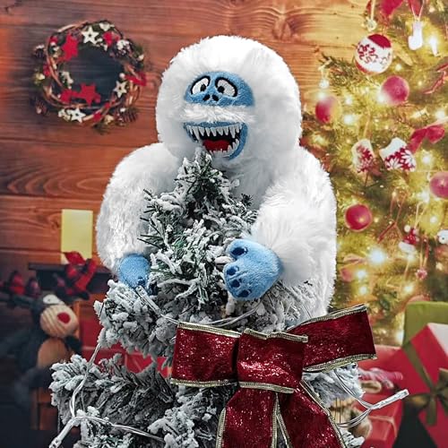 TRURENDI 23cm White Christmas Tree Topper Snowman Plush Holiday Decoration