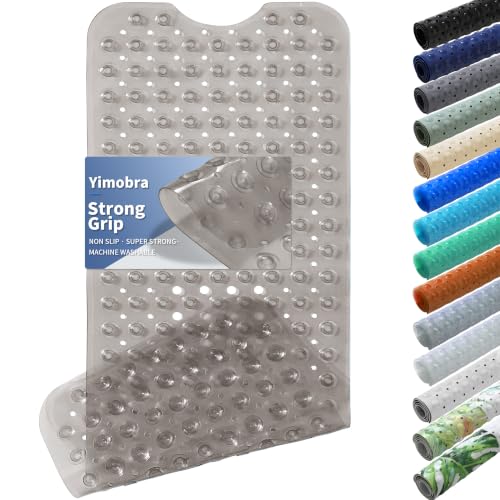 Extra Long Non-Slip Bathtub Mat 40 x 16 Inch with Suction Cups and Drain Holes