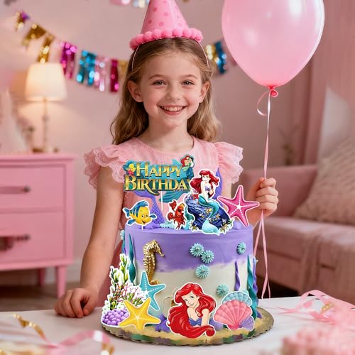 10-Piece Mermaid Cake Topper Set for Ocean Themed Birthday Parties