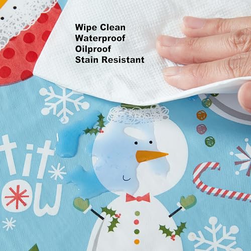 Newbridge Let It Snow Blue Christmas 60 x 120 Rectangle Vinyl